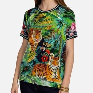 NWT Johnny Was Janie Favorite Raglan Tee Tigres Short Sleeve Top Shirt